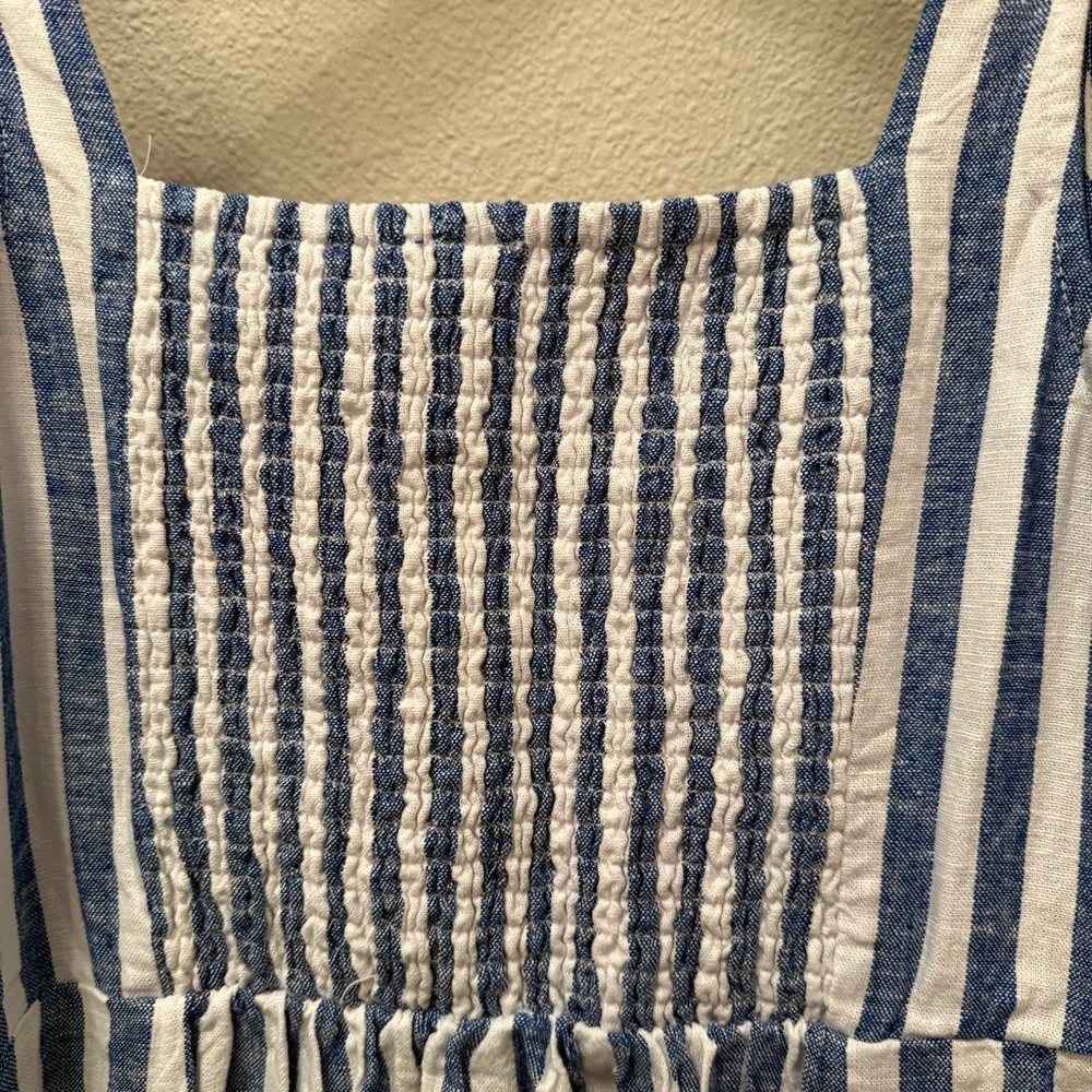 NWT Old Navy Fit & Flare Linen-Blend Midi Dress – Blue Stripe - Picture 10 of 15